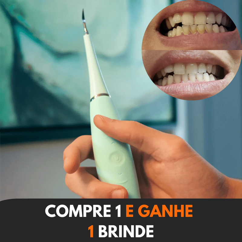 Mais Vendido Limpador de Dentes Ultrassônico Remove Placas e Manchas em Casa - SonicSmile™