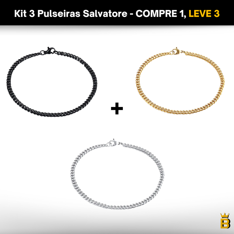 Kit 3 Pulseiras Masculinas Salvatore ( PAGUE 1 LEVE 3 )