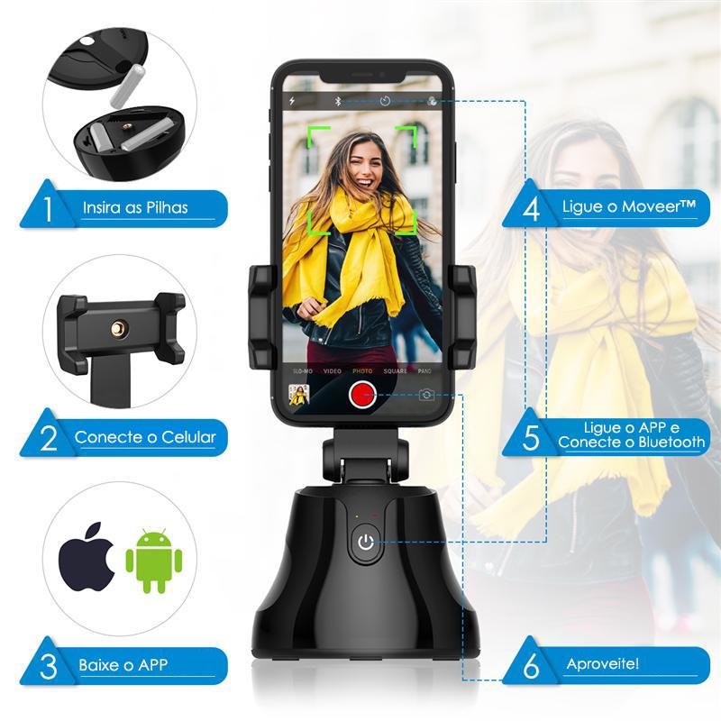 Suporte Inteligente para Celular – Sensor de Movimento, Rotação 360° – Moveer™