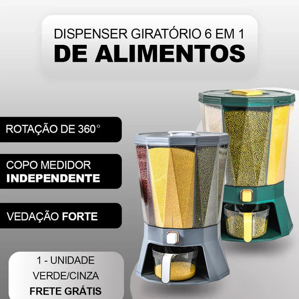 GrainEase™ - Dispenser de Alimentos Giratório 6 em 1 + Brinde Exclusivo! [Oferta Limitada]🔥