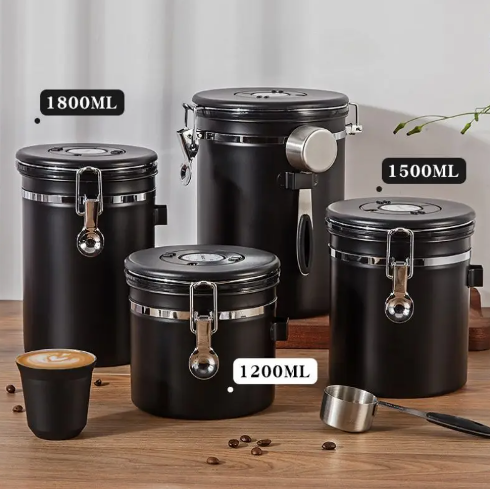 InoxElegance™ - Conjunto de 4 Potes de INOX + 4 COLHERES + 1 Moedor de Café! [FRETE GRÁTIS]🔥