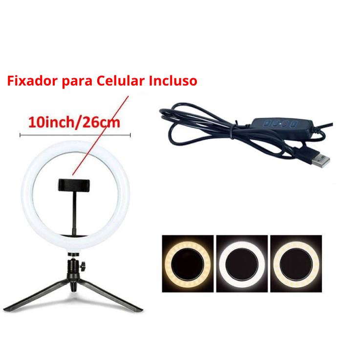 Suporte para Celular Mini Tripé – Ring Light LED