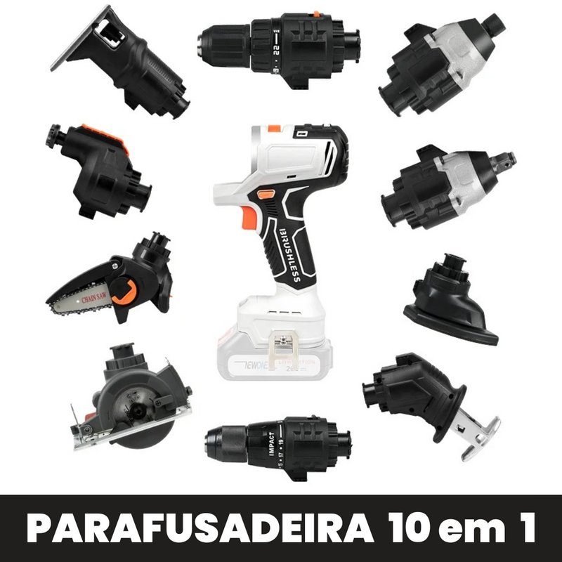 HAMMER™ - Kit Elétrico 10 em 1: Parafusadeira, Furadeira, Serra e Muito Mais [⚡OFERTA SÓ NA BLACK FRIDAY]